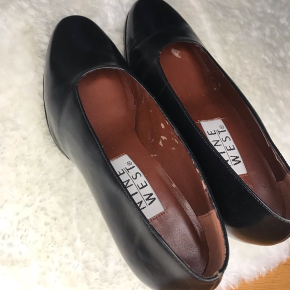 Nine West Black Lug Heeled Leather Loafers - Picture 4 of 6